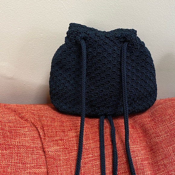VTG 90s The Sak Black Crochet Backpack Bag Mini Small main image 7
